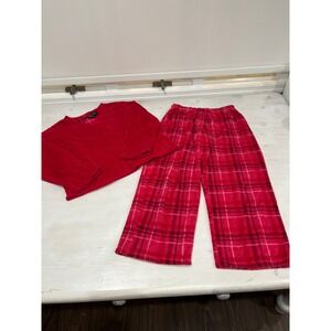 Noir Jasmine Rose Plush Pajama Set Medium Red Plaid Loungewear Sleepwear‎